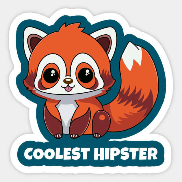 Red Panda Coolest Hipster Sticker by RoeArtwork